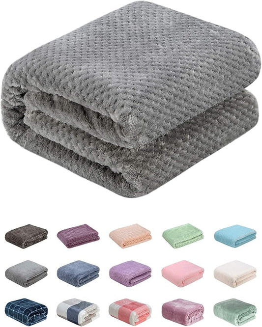 Fuzzy Throw Blanket, Plush Fleece Blankets for Adults, Toddler, Boys and Girls, Warm Soft Blankets and Throws for Bed, Couch, Sofa, Travel and Outdoor, Camping (Throw(50"x70"), L-Flint Gray)