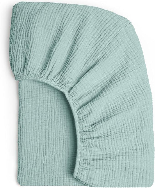Lulumoon Muslin Mini Crib Sheets - Pack n Play Sheets Fitted for Baby - 24"x 38" Green
