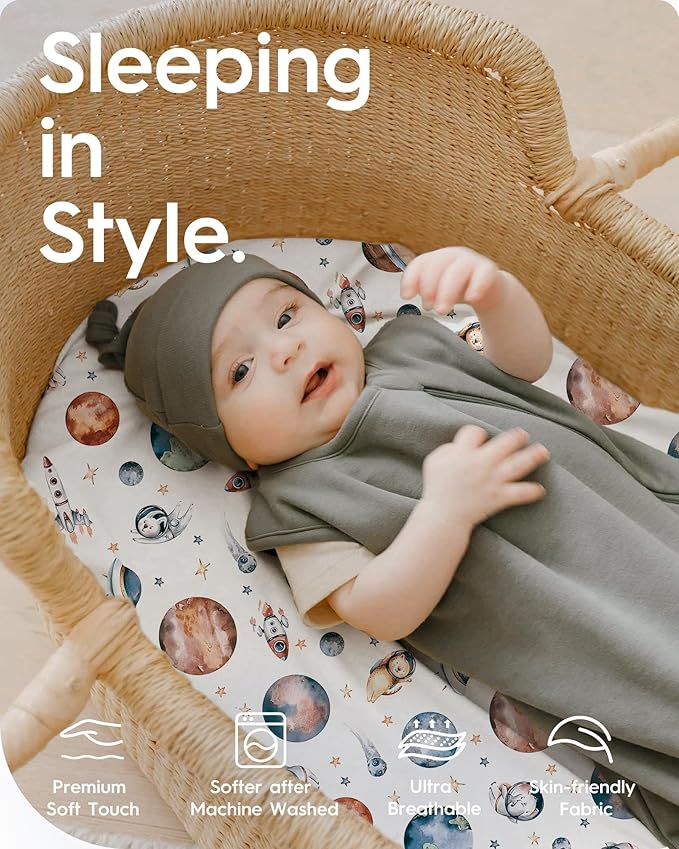 Bassinet Sheets for Baby Boy Girl, TotBasic Buttery Soft Universal Bassinet Fitted Sheet, Compatible with Halo, Mika Micky, Baby Delight, Dream On Me, Maxi COSI & More Bassinet Mattress