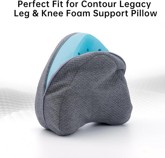 Upgrade Invisible Zippered Pillow Cover Compatible with Contour Legacy Knee Pillow,Anti-Pilling and Washable Legacy Leg and Knee Foam Support Pillow Cover Only (Grey)