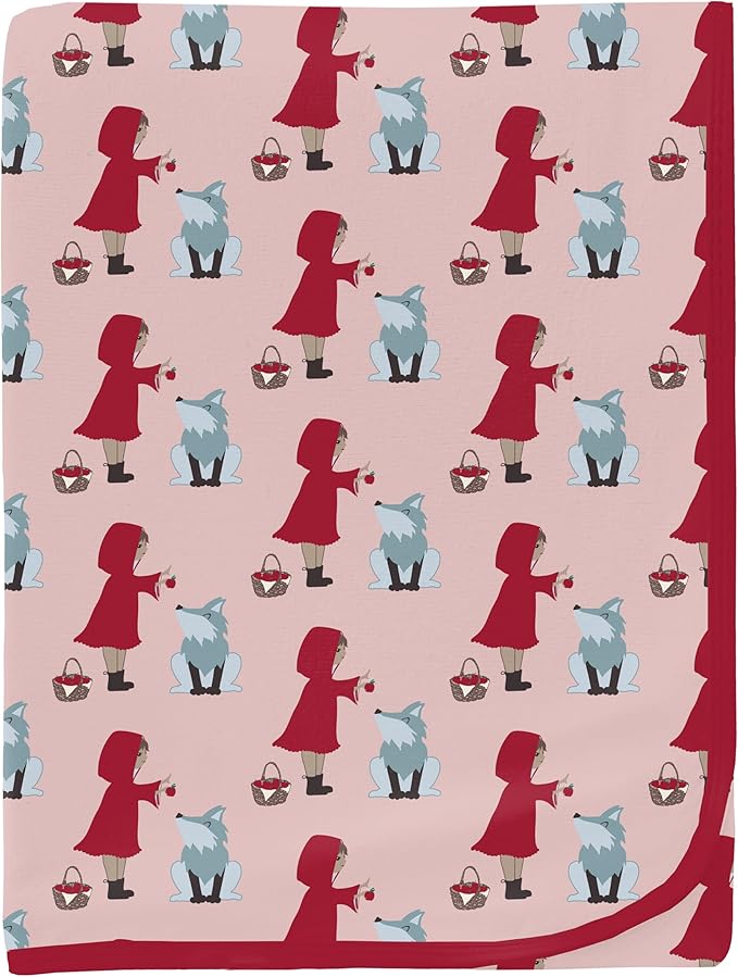 KicKee Print Swaddle Blankets, Silky Soft Baby Blanket, 40” x 29” (Baby Rose Little Red Let's Be Friends - One Size)