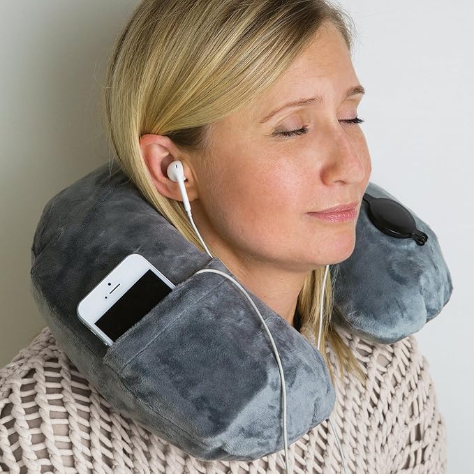 Travelon Deluxe Pillow, Gray, ﻿INFLATED 15 x 5 x 4 DEFLATED 17.25 x 5.25