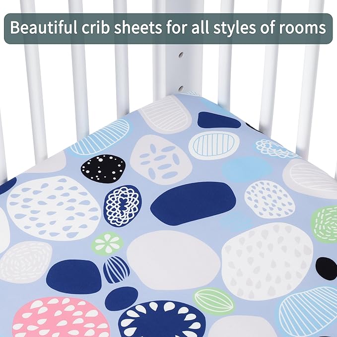Baby Crib Sheets for Boys Girls, 2 Pack Fitted Crib Sheet for Standard Crib and Toddler Mattress, Soft Microfiber Baby Sheet 52x28x8in. (Love & Rocks)