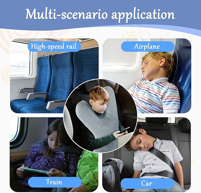 BALAPET Travel Pillow Y-Shaped Car Headrest Pillow for Sleeping,Head and Body Support Washable and Removable Soft Sleeping Travel Pillow Fixed on The seat Neck Pillow for Long-Distance Travel