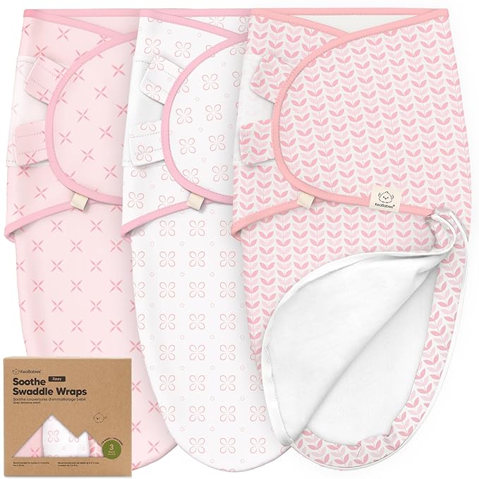 Baby Swaddle Sleep Sacks with Zipper - 3-Pack Newborn Swaddle Sack, Baby Swaddles Sleep Sack 0-3 Months, Wearable Blanket Baby, Baby Swaddle Blanket Wrap, Swaddle Sack, Easy Change Swaddle (Blossom)