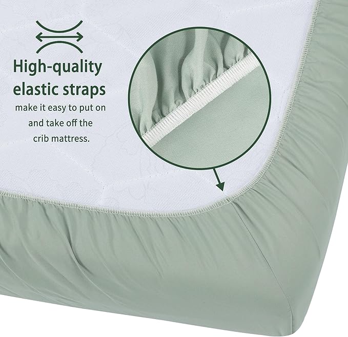 Baby Crib Sheets for Boys Girls, 2 Pack Fitted Crib Sheet for Standard Crib and Toddler Mattress, Soft Microfiber Baby Sheet 52x28x8in (Brown & Green)