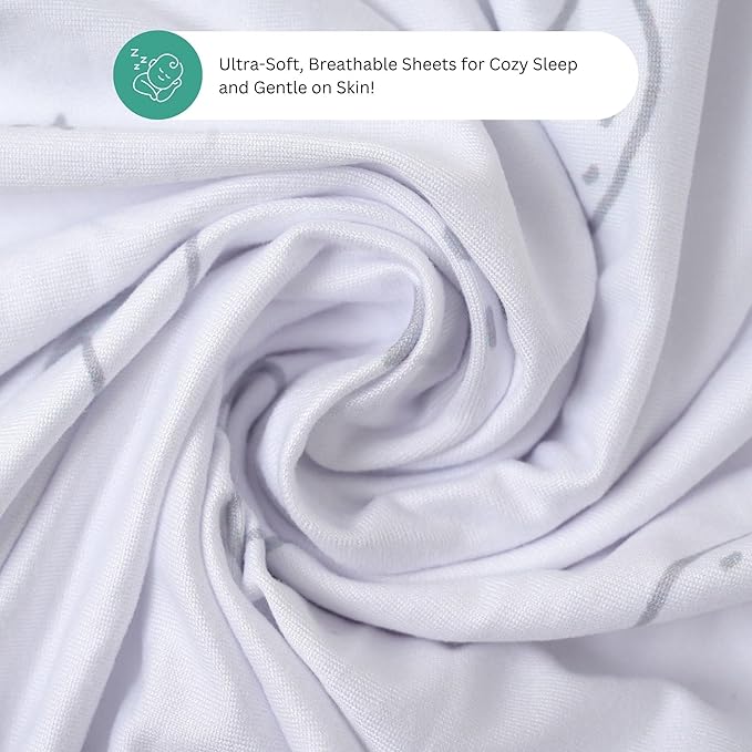 Bassinet Sheets for Mika Micky, Cuddor, Evolur Bedside Sleeper by TansyPanda, 3 Pack, 19 x 32 Inch, Ultra Soft, Breathable, and Snug Fit, Unisex Boys and Girls, Gray White (Moon, Stars, and Clouds)