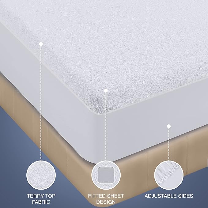 Utopia Bedding Waterproof Mattress Protector King Cal Size, Premium Terry Mattress Cover 200 GSM, Breathable, Fitted Style with Stretchable Pockets (White)