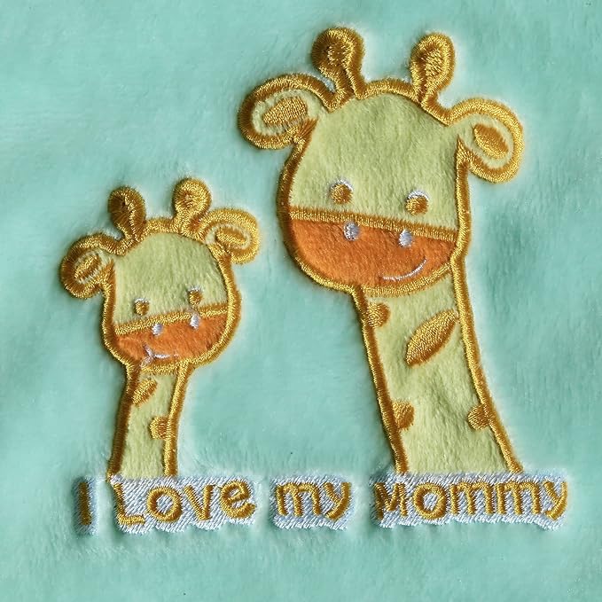 CREVENT 30''X40'' Light Cozy Plush Fluffy Warm Fleece Stroller Baby Blanket for Girls Boys Infant Toddler's Crib Cot Stroller - Green Giraffe