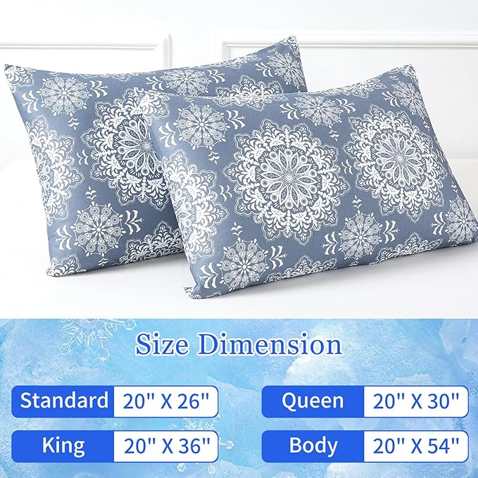 Cooling Pillow Cases for Hot Sleepers - Double Side Arc-Chill Q-Max>0.5 Cooling Fiber Cool Pillow Cases 2 Pack - Breathable Soft Cold Pillow Cases with Hidden Zipper (20" x 36")