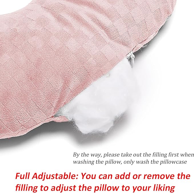 Ear Piercing Pillow for Side Sleepers, Pillow with an Ear Hole for CNH and Ear Pain Ear Inflammation Pressure Sores, O-Shaped Side Sleeping Pillow, Ear Guard Pillow (Light Pink)