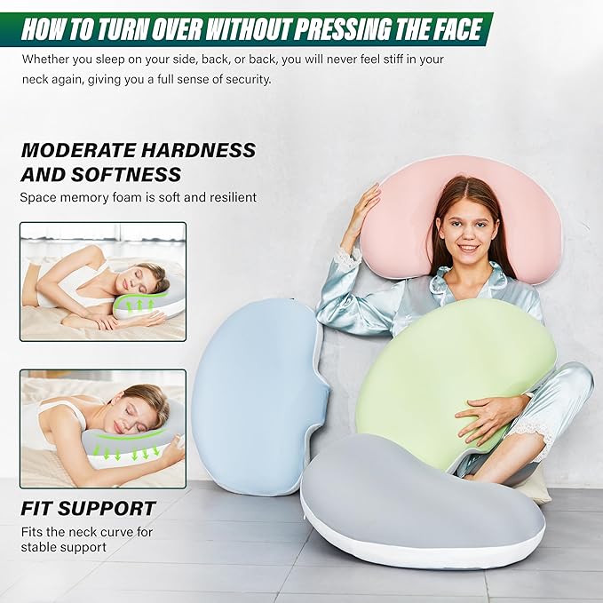 Ergonomic Memory Foam Cervical Pillow for Neck and Shoulder Pain Relief, Contour Design for Side and Back Sleepers, Orthopedic Bed Pillow with Breathable Cover, Odor-Free(Gray)