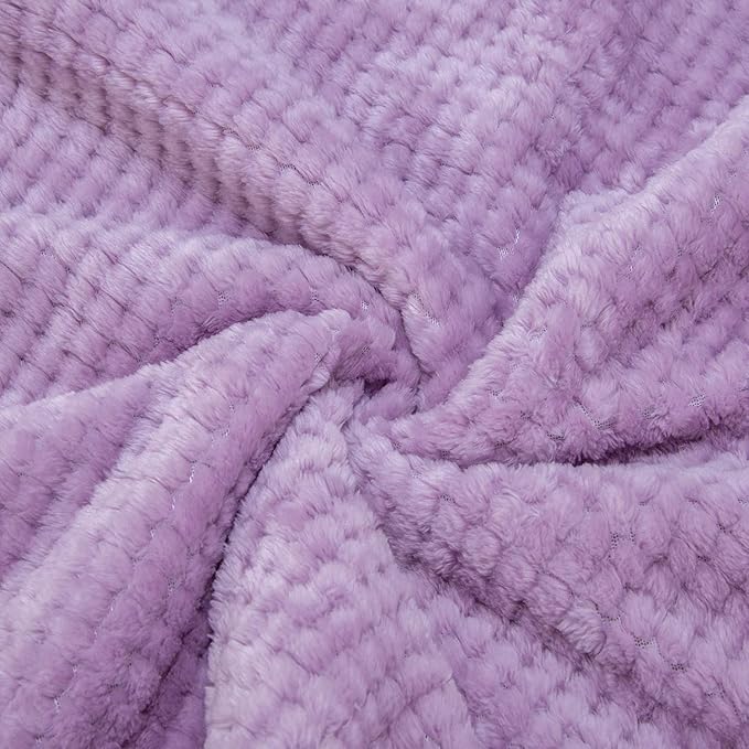 Fuzzy Throw Blanket, Plush Fleece Blankets for Adults, Toddler, Boys and Girls, Warm Soft Blankets and Throws for Bed, Couch, Sofa, Travel and Outdoor, Camping (Twin(60"x80"), XL1-Lavender)
