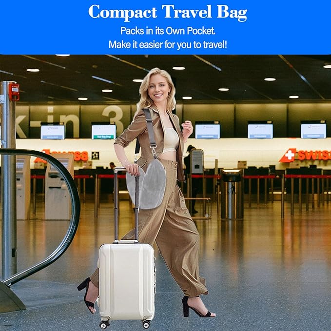Travel Pillow You Stuff with Clothes, Stuffable Travel Pillow Transforms Into Extra Luggage Without Excess Fees, Stuffable Neck Pillow Fits 3+ Days of Travel Essentials Gray