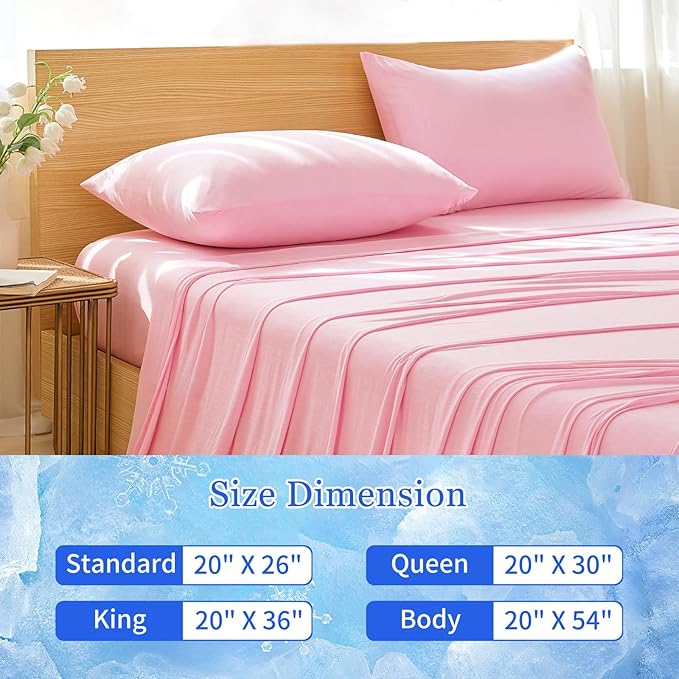 Cooling Pillow Cases for Hot Sleepers - Double Side Arc-Chill Q-Max>0.5 Cooling Fiber Cool Pillow Cases 2 Pack - Breathable Soft Cold Pillow Cases with Hidden Zipper (Pink, 20" x 36")