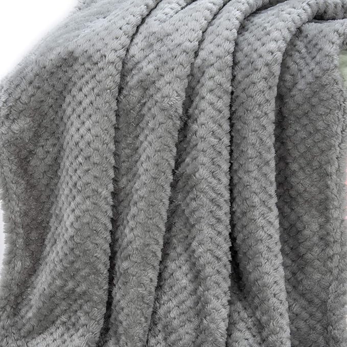 Fuzzy Throw Blanket, Plush Fleece Blankets for Adults, Toddler, Boys and Girls, Warm Soft Blankets and Throws for Bed, Couch, Sofa, Travel and Outdoor, Camping (40Wx60L, M-Flint Gray)