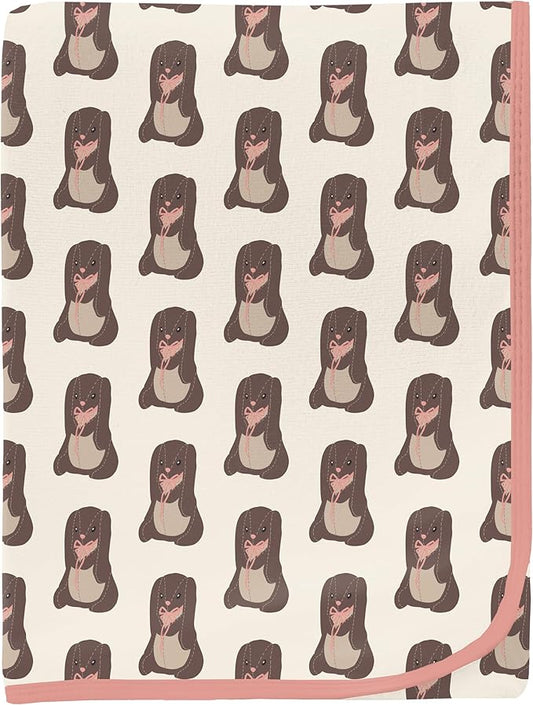 KicKee Print Swaddle Blankets, Silky Soft Baby Blanket, 40” x 29” (Natural Velveteen Rabbit - One Size)