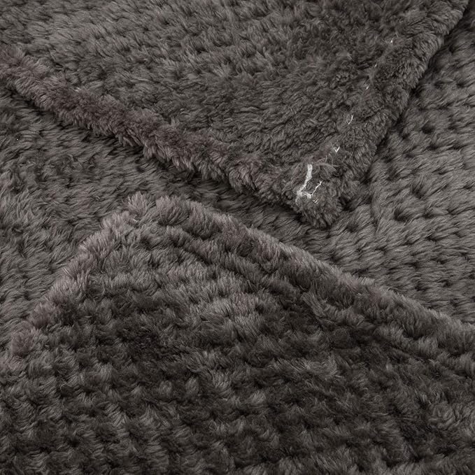 Fuzzy Blanket or Fluffy Blanket for Baby, Soft Warm Cozy Coral Fleece Toddler, Infant or Newborn Receiving Blanket for Crib, Stroller, Travel, Decorative (28Wx40L, XS-Eagle Grey)