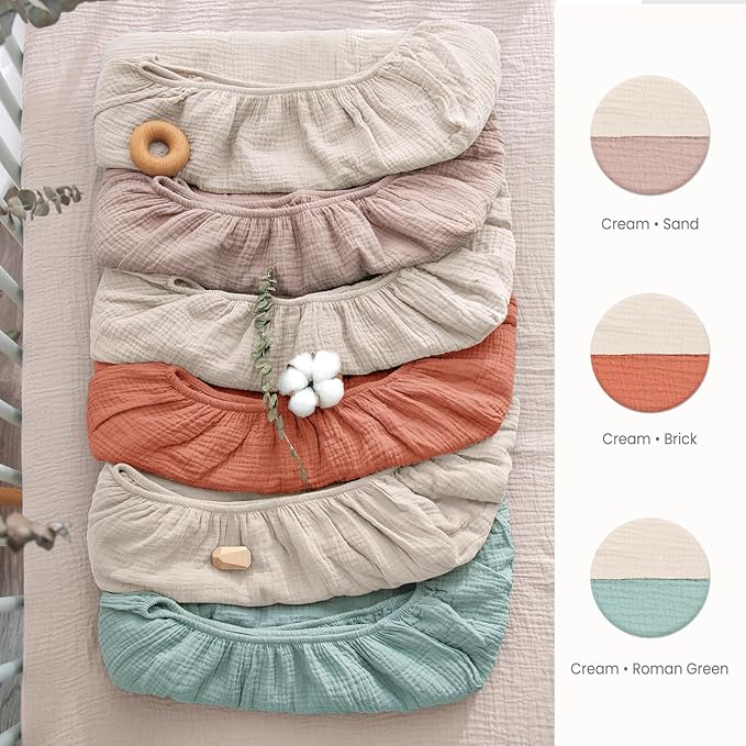 Lulu moon Muslin Crib Sheets - Fitted Crib Mattress Sheets for Boys and Girl - 28"x 52", 2 Pack