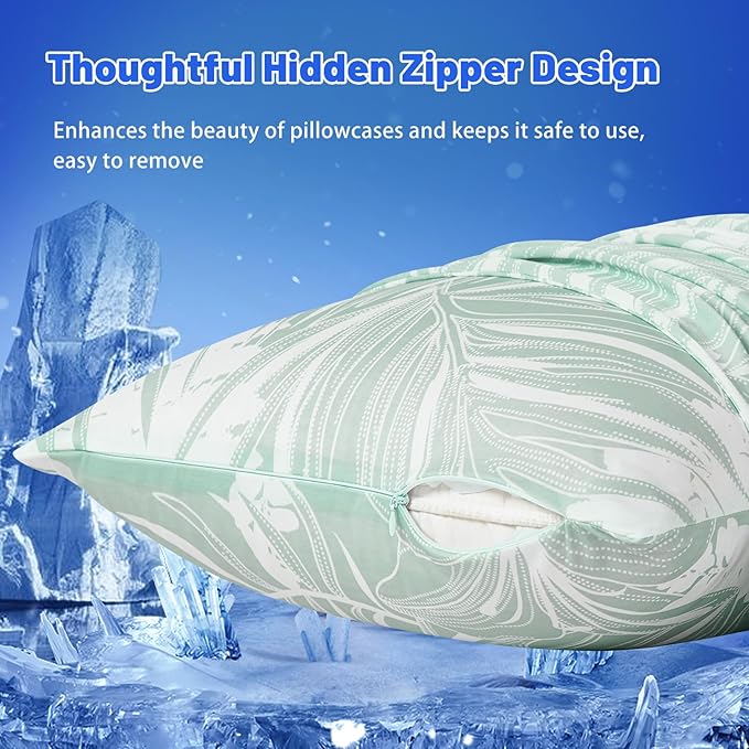 Cooling Pillow Cases for Hot Sleepers - Double Side Arc-Chill Q-Max>0.5 Cooling Fiber Cool Pillow Cases 2 Pack - Breathable Soft Cold Pillow Cases with Hidden Zipper (20" x 30")
