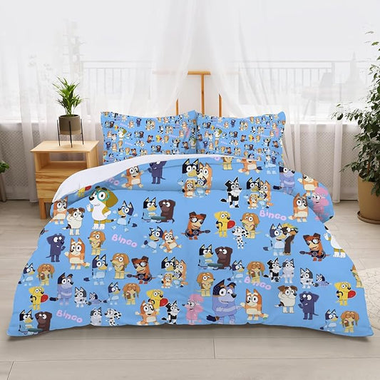 Cartoon Bedding Sets Bed Duvet Cover Lightweight 3 Piece Comforter Sets for Kids Boys Girls (1 Duvet Cover and 2 Pillowcases) (Twin)
