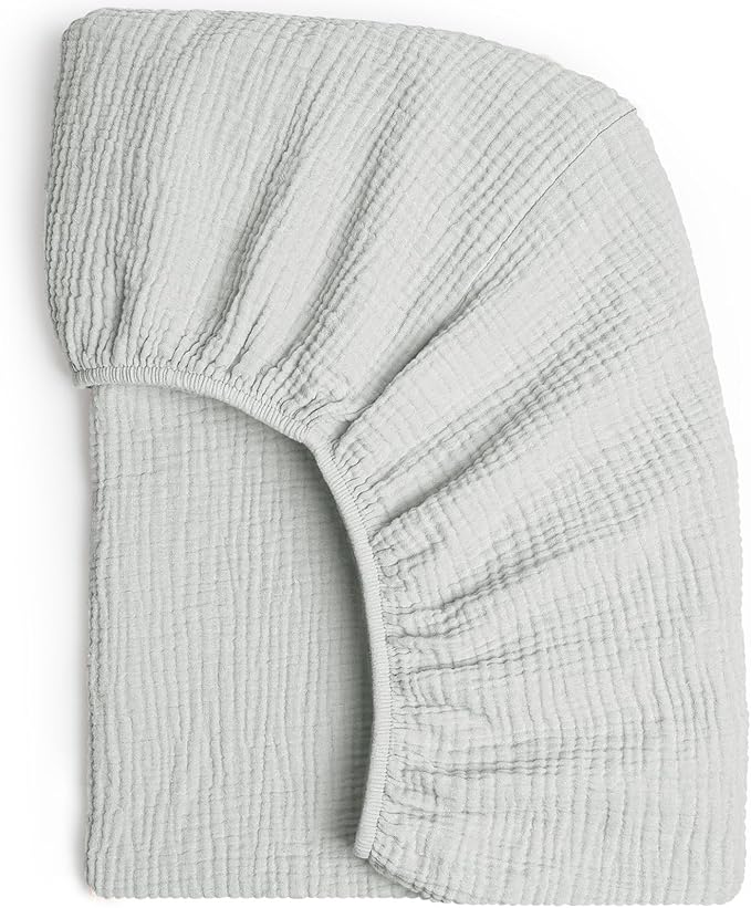 Lulumoon Muslin Mini Crib Sheets - Pack n Play Sheets Fitted for Baby - 24"x 38" Gray