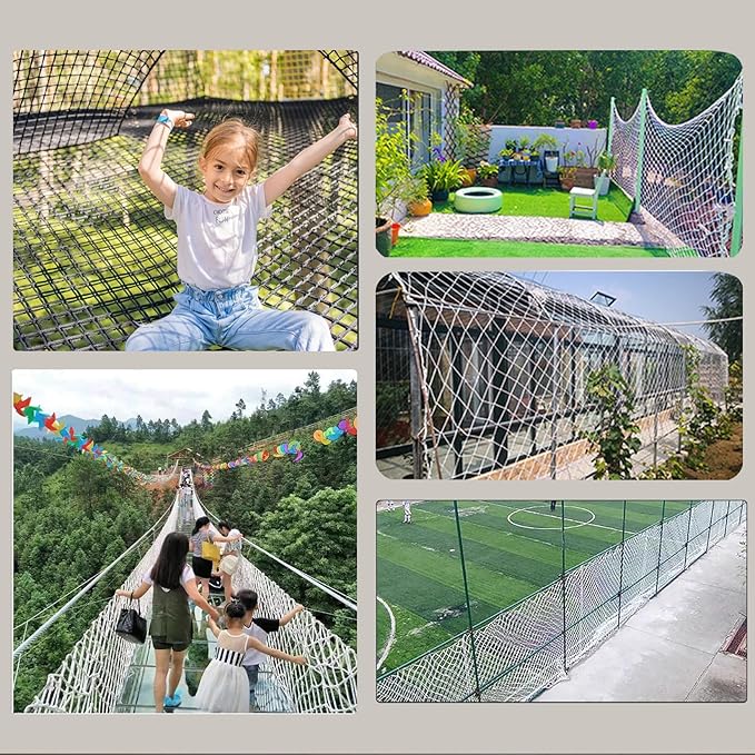 Rope Net Kids Safety Rope Netting Stairs Balcony Fence Safety Net Child Railing Playground Protection Rope Netting Indoor and Outdoor Decor Net White (4mm,1X6m)