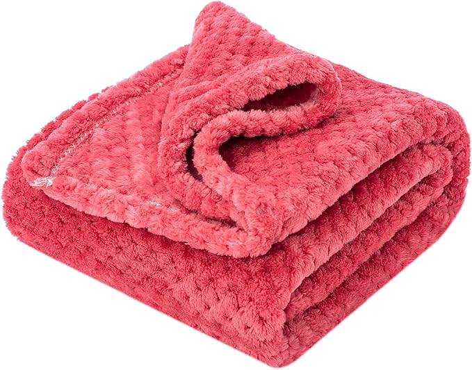 Fuzzy Blanket or Fluffy Blanket for Baby Girl or boy, Soft Warm Cozy Coral Fleece Toddler, Infant or Newborn Receiving Blanket for Crib, Stroller, Travel, Decorative (40Wx60L, M-Raspberry)