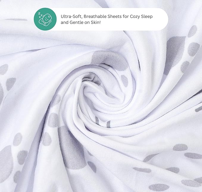 TansyPanda Bassinet Sheets for Angelbliss, Koolerthings, and Koola Baby Bassinet Bedside Sleeper, 3 Pack, 33x20 inch, Ultra Soft, Breathable, Snug Fit, Unisex Boys Girls, Gray White (Woodland Rainbow)