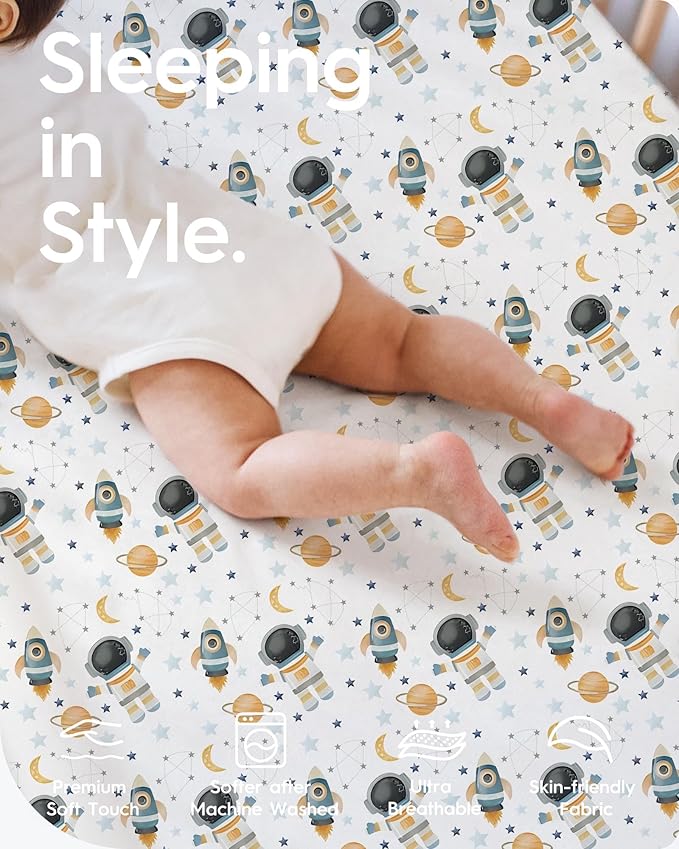 Premium Fitted Baby Boy Crib Sheets for Standard Crib Mattress - Ultra-Soft Jersey Knit Crib Mattress Sheet, Safe and Snug, Durable, Stylish Crib Sheet, 28''x52''x9'' Extra Deep Pocket