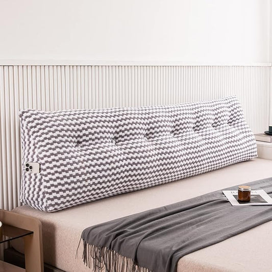 Triangular Wedge Headboard Pillow Large Bolster Bed Rest Reading Pillow Backrest Positioning Support Bolster Cushion with Removable Cover King