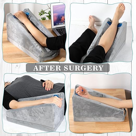 Buryeah Arm Pillow Arm Elevation Pillow with 2 Pockets, Soft Ergonomic Support Pillow for Elbow Arm Rest Wedge Pillow Broken Arm Gifts with High Density Foam for Recovery Sleeping Care(Gray)