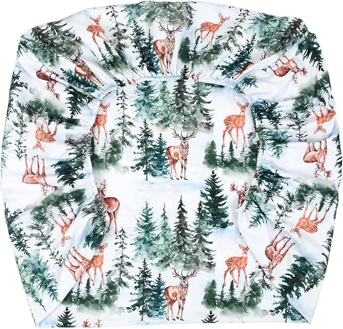 JISEN Fitted Crib Sheets 1 Piece Soft Breathable Baby Crib Sheets for Standard Crib and Toddler Mattress Baby Bed Sheets for Crib for Baby Boys Girls Neutral 28x52 Inch Woodland Animals