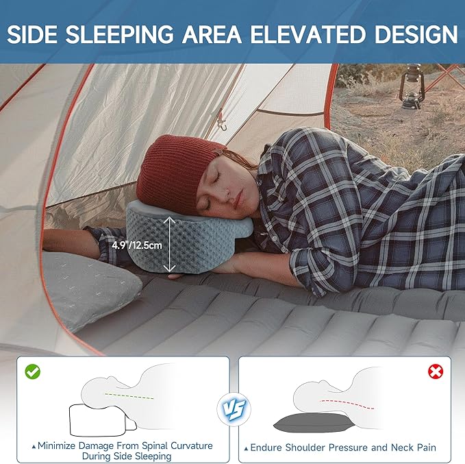 Cervical Pillow for Neck Pain Relief, 2024 Portable Memory Foam Pillow with Travel Bag, 3D Eye Masks and Earplugs, Washable Pillowcase, Side Sleeper Pillow for Adults Back Stomach Sleeper