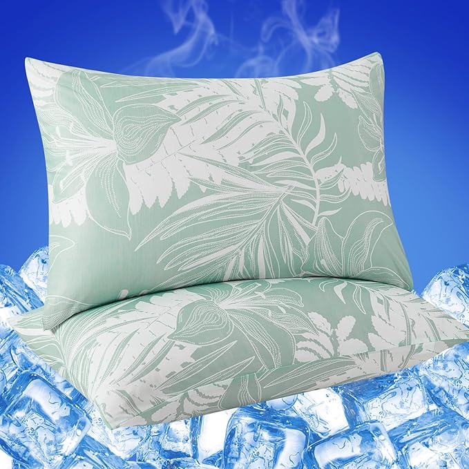 Cooling Pillow Cases for Hot Sleepers - Double Side Arc-Chill Q-Max>0.5 Cooling Fiber Cool Pillow Cases 2 Pack - Breathable Soft Cold Pillow Cases with Hidden Zipper (20" x 26")