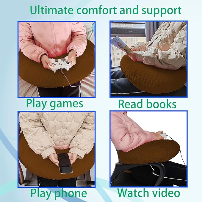 Professional Gaming Pillow for Lap; Arm Rest Pillow Gaming Lap Pillow with Crochet Support - Eliminate Pain in Gaming (Brown)