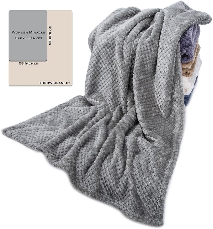 Fuzzy Blanket or Fluffy Blanket for Baby, Soft Warm Cozy Coral Fleece Toddler, Infant or Newborn Receiving Blanket for Crib, Stroller, Travel, Decorative (28Wx40L, XS-Flint Gray)