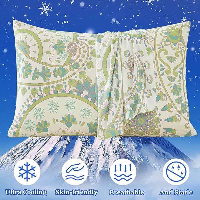 Cooling Pillow Cases for Hot Sleepers - Double Side Arc-Chill Q-Max>0.5 Cooling Fiber Cool Pillow Cases 2 Pack - Breathable Soft Cold Pillow Cases with Hidden Zipper (20" x 30")