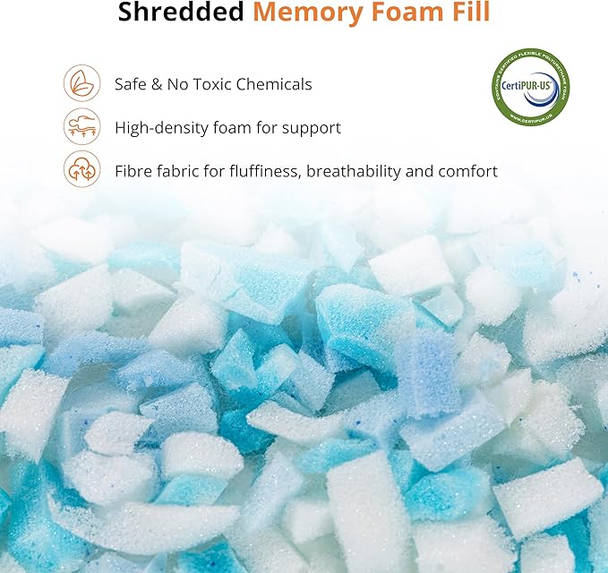 Shredded Memory Foam Pillows, Bed Pillows for Sleeping, Standard Pillow for Side Back Stomach Sleepers, Neck Support Pillow with Washable Removable Cover(28"x 16",1 Pack)