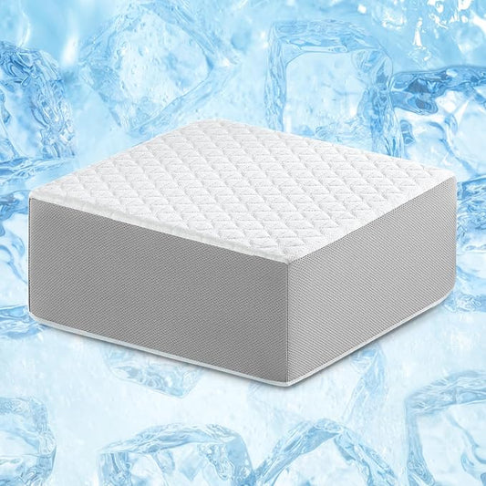 Cooling Cube Pillow for Side Sleepers, Square Memory Foam Side Sleeper Pillow Firm Soft Double-Sided Supportive, Support Head Neck Shoulder for Pain Relief Cervical Pillow, 12"x12"x5"