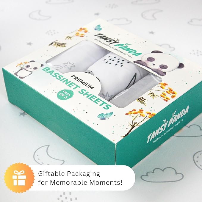 Bassinet Sheets for Maxi-Cosi Iora, Papablic 2 in 1 Bonni, Cowiewie Baby Bassinet Bedside Sleeper, 3 Pack, 33x20 Inch, Ultra Soft, Breathable Snug Fit, Unisex Boys Girls, Gray White (Space Rockets)