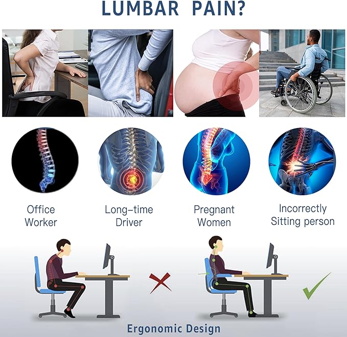 Madam Uniq BAJ Smart Back Cushion, Office Chair Back Cushion, Adjustable Lumbar Support, Personalized Comfort, Ergonomic Back Smart Back Cushion, Support for Lower Back Pain Relief