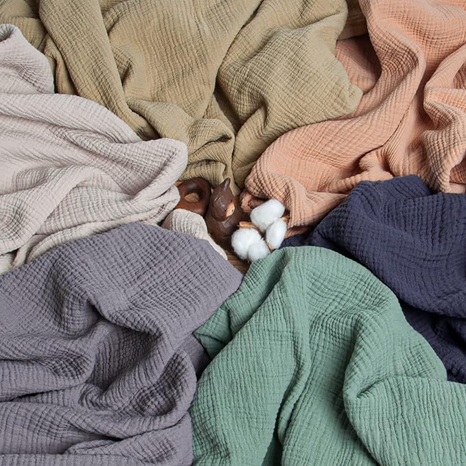 Lulu moon Muslin Quilt Blanket, Crib Blanket for Baby and Toddler,47x47 Inches(Khaki)