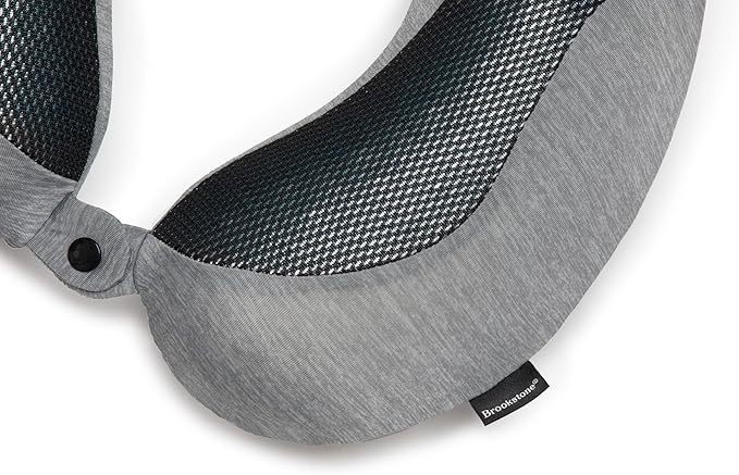Brookstone Cool Touch Memory Foam Head and Neck Travel Pillow for Vacations, Airplanes, Trains, Buses, and Cars, Size One Size, Dark Grey