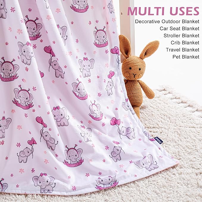 Baby Blanket for Boys Girls Super Soft Blanket,Fluffy Warm Lightweight Baby Receiving Blankets,Double Layer with Dotted Backing for Toddler Nursery (Elephant, 50 * 60inch)