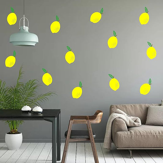 Lemon Wall Decals Lemon Sticker Modern Decals for Bedroom Living Room Kitchen Kids Room Wall Decor Hand Drawn Decal Nursery Wall Decor Y51 (Yellow)