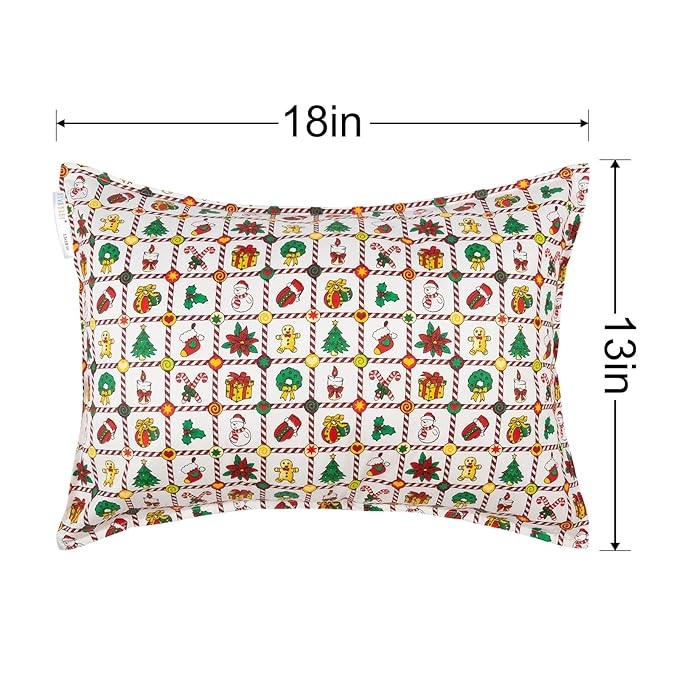 ALVABABY Toddler Pillowcases Fits 13 x 18,12x 16 Kids Pillow Cover Cotton Envelope Baby Christmas Pillowcases for Boy Girl Sleeping Travel Xmas 2TPW29A