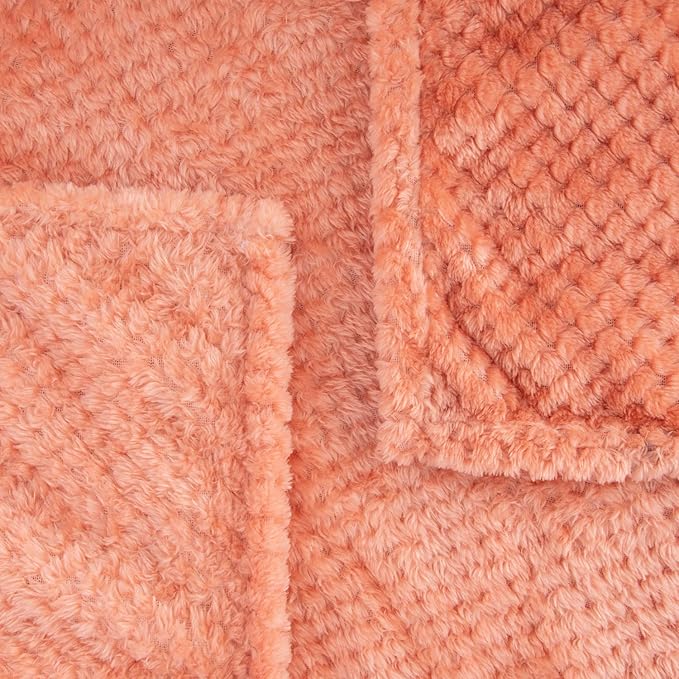 Fuzzy Throw Blanket, Plush Fleece Blankets for Adults, Toddler, Boys and Girls, Warm Soft Blankets and Throws for Bed, Couch, Sofa, Travel and Outdoor, Camping (Throw(50"x70"), L-Grapefruit)
