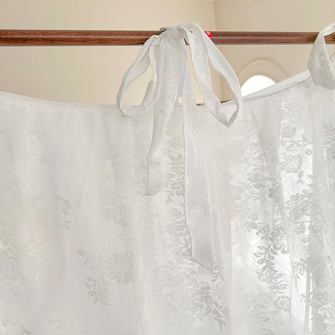 Mengersi Canopy Bed Curtains with Tie Backs,Bed Canopy Curtains Bed Drapes Sheer Curtains for Bedroom Decor（California King,White