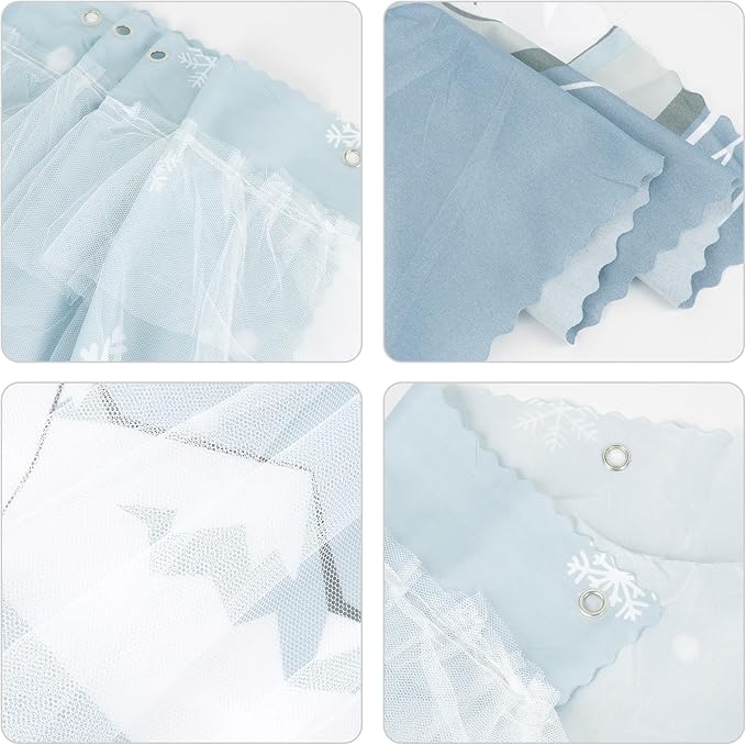 Beautiful Gauze Bunk Bed Curtains Drapes with Lace Privacy Bed Canopy for Bottom, 2 Panels, Mount Bear